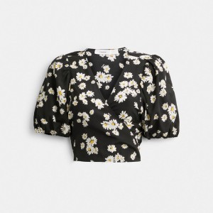 Coach Floral Wrap Blouse 黒 | COH866000
