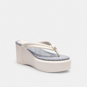 Coach Franki Flip Flop In Signature Jacquard 白 | COH865901