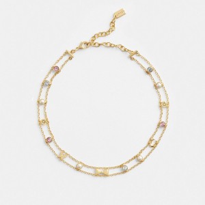 Coach Garden Charms Choker Necklace ゴールド カラー | COH866186
