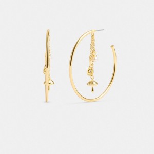 Coach Garden Charms Hoop Earrings ゴールド | COH866141