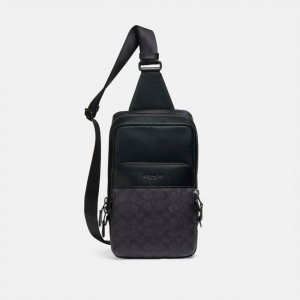 Coach Gotham Pack In Signature Canvas 黒 銅 グレー 黒 | COH865461