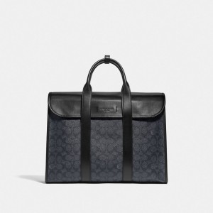 Coach Gotham Portfolio Bag In Signature Canvas 黒 銅 グレー 黒 | COH866533