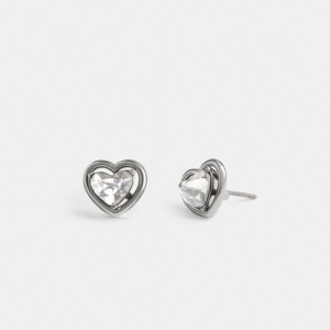 Coach Halo Heart Stud Earrings シルバー | COH866136