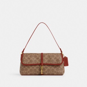 Coach Hamptons Bag In Signature Canvas ブラウン 赤 | COH864892