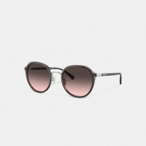 Coach Hangtag Geometric Round Sunglasses グレー | COH866335