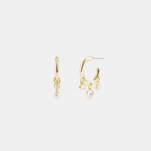 Coach Heart Charm Huggie Earrings ゴールド | COH866216