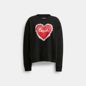 Coach Heart Crewneck Sweater 黒 | COH865979
