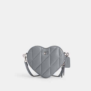 Coach Heart Crossbody Bag With Quilting シルバー グレー 青 | COH864777