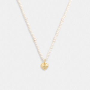 Coach Heart Pearl Necklace ゴールド | COH866209