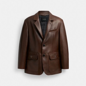 Coach Heritage C Leather Blazer ブラウン | COH866868