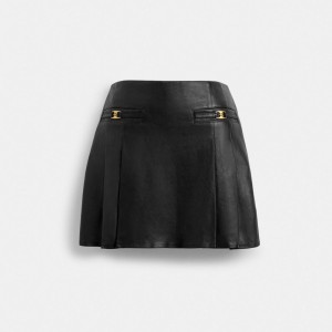 Coach Heritage C Leather Mini Skirt 黒 | COH866029