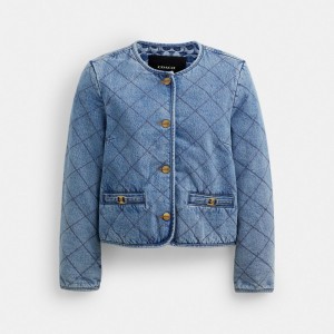 Coach Heritage C Quilted Denim Jacket In Organic Cotton 青 | COH865920