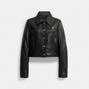 Coach Heritage C Snap Front Shrunken Jacket 黒 | COH865925