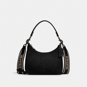 Coach Hobo Crossbody Bag With Signature Canvas 黒 | COH865376