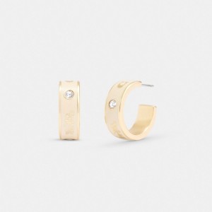 Coach Horse And Carriage Enamel Huggie Earrings ゴールド | COH866224