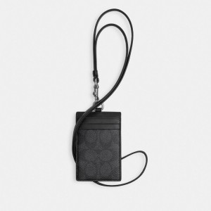 Coach Id Lanyard In Signature Canvas グレー | COH865687