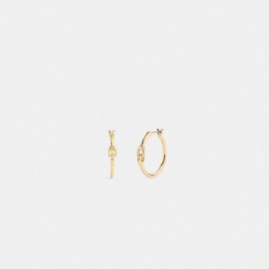 Coach Interlocking Signature Small Hoop Earrings ゴールド | COH866201