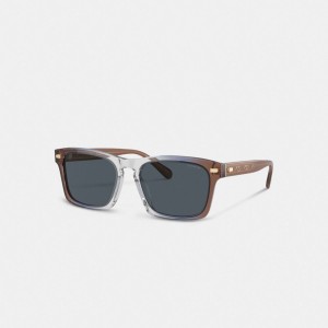 Coach Keyhole Square Sunglasses ブラウン 青 グレー | COH867060