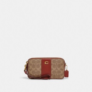 Coach Kira Crossbody Bag In Colorblock Signature Canvas ブラウン 赤 | COH865637