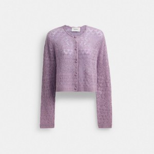 Coach Lace Knit Cardigan 紫 | COH865951