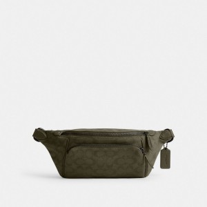 Coach League Belt Bag In Signature Canvas Jacquard 緑 | COH866576