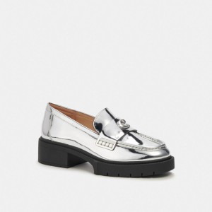 Coach Leah Loafer In Silver Metallic シルバー | COH865797
