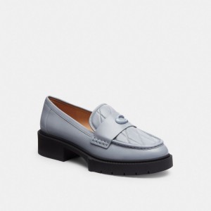 Coach Leah Loafer With Quilting グレー 青 | COH865799