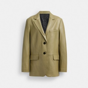 Coach Leather Blazer 緑 | COH865914