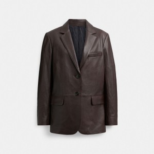 Coach Leather Blazer ブラウン | COH865916
