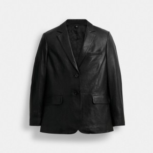 Coach Leather Blazer 黒 | COH865929