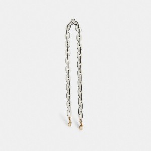 Coach Leather Covered Chain Strap 白 | COH866434