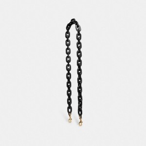 Coach Leather Covered Chain Strap 黒 | COH866447