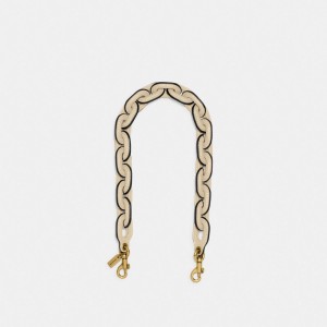 Coach Leather Covered Short Chain Strap 白 | COH866436