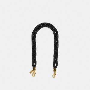 Coach Leather Covered Short Chain Strap 黒 | COH866451