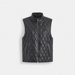 Coach Leather Quilted Vest 黒 | COH865915