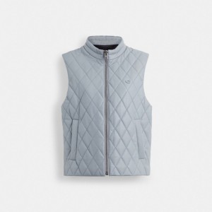 Coach Leather Quilted Vest 青 | COH865919