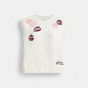 Coach Lip Print Sweater Vest Weiß カラー | COH865957