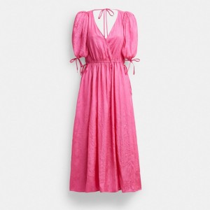 Coach Long Dress With Ties ピンク | COH866071
