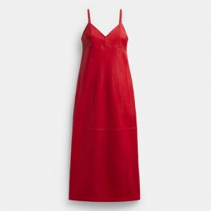 Coach Long Leather Dress 赤 | COH866060