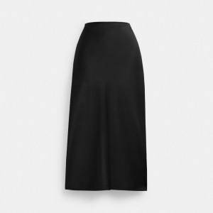 Coach Long Satin Midi Skirt 黒 | COH866040