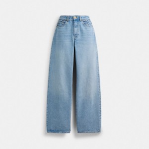 Coach Loose Fit Jeans 青 | COH866039