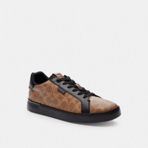 Coach Lowline Low Top Sneaker In Signature Canvas ブラウン 黒 | COH866788