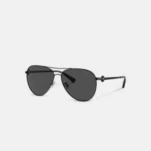 Coach Metal Aviator Sunglasses 黒 | COH866345