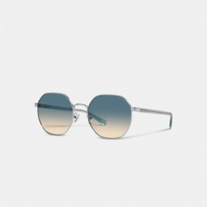 Coach Metal Hexagon Sunglasses 青 黄色 | COH866388