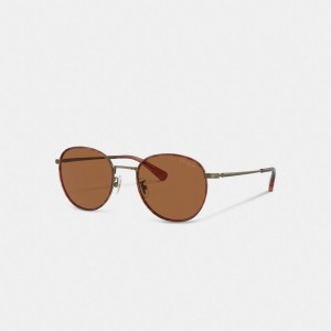 Coach Metal Windsor Round Sunglasses ブラウン | COH867073