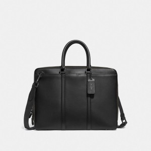 Coach Metropolitan Slim Brief 黒 銅 黒 | COH866531