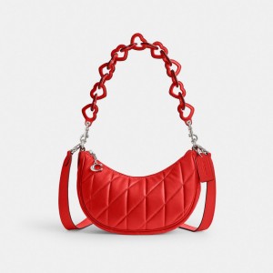 Coach Mira Shoulder Bag With Pillow Quilting And Heart Strap シルバー 赤 | COH864979