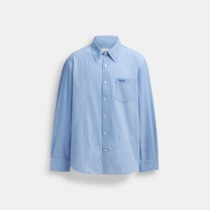 Coach Mix Media Shirt 青 白 | COH866917