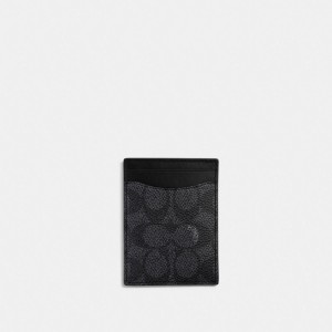 Coach Money Clip Card Case In Signature Canvas グレー | COH865690
