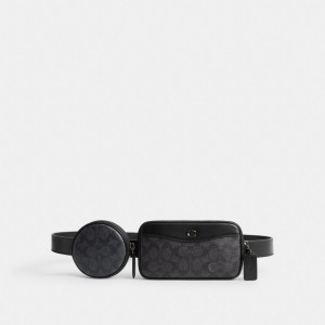 Coach Multi Pouch Belt Bag In Signature Canvas グレー | COH866592